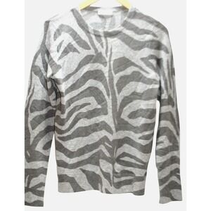 Equipment Cashmere Sweater Womens XS Heather Gray Zebra Luxury Animal Print